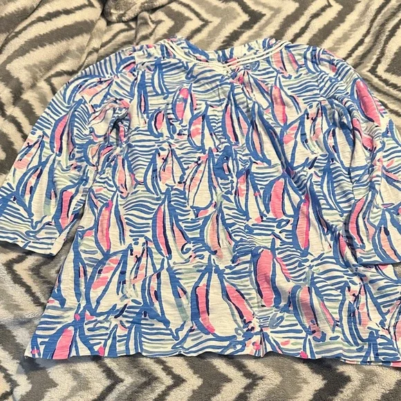 Lilly Pulitzer Blue and Pink Patterned Top - Picture 4 of 4